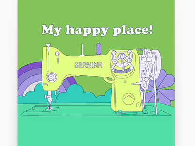 my happy place 1960s colorful cute design funky illustration retro