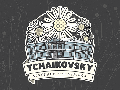 TchaikHOUSEky chamomile composer dot flower fort wayne illustration line music philharmonic symphony tchaikovsky vector