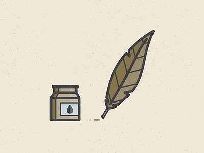 Quick Qill feather illustration ink line quill vector