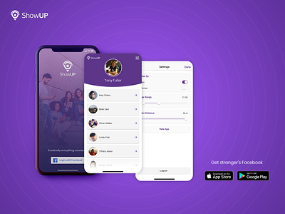 ShowUp App app applicaiton banner connection design design app design art logo logodesign mobile app showup violet