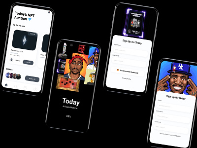 An NFT live auction platform - Mobile Design available for hire available for work blockchain crypto design freelance metaverse mobile mobile app nft open for hire open to work product design product designer ui ui design ui designer uiux ux design
