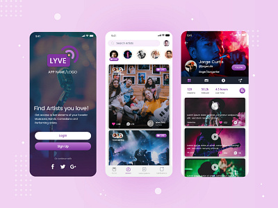 LYVE Concert Streaming - UI/UX Design app design flat minimal mobile app mobile ui ui uidesign uidesigner uiux ux web
