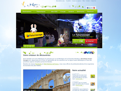 Tourism website homepage big blue green sky slideshow tourism