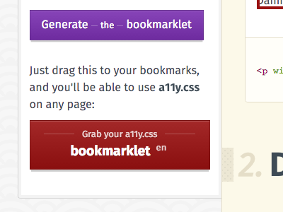 Alix bookmarklet button buttons documentation styleguide