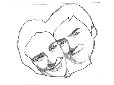 Dessin couple drawing self-portrait