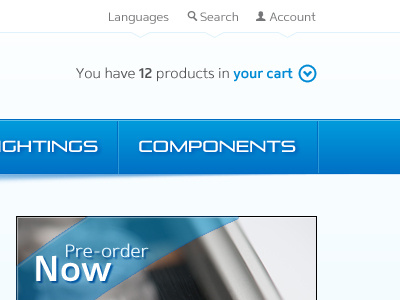 Header Cart account basket blue cart header light menu nav navigation