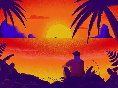End of Summer after effects animation gif illustration lithuania motion graphics stepdraw summer sun sunset textures tropic