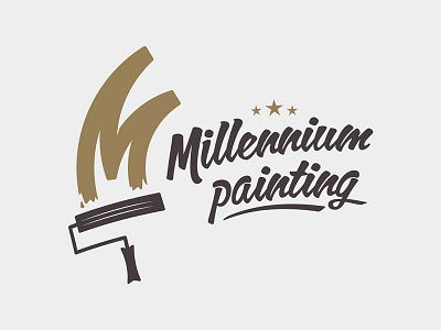 Millennium Painting branding company design gold logo millennium mp paint painting script stars type