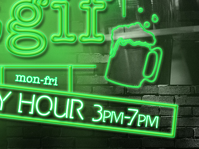 Happy Hour beer flyer friday glow happy hour icons logo neon sign tgif type