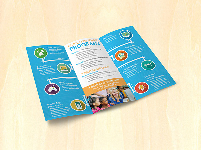 Kids That Code Trifold Brochure brochure design icons kids programing school tri fold