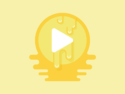 Melting Play Button butter cheese icon logo mark melting play button puddle yellow