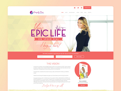 Simplyfree Website book cover epic life feminine homepage layout mockup web design website wireframe