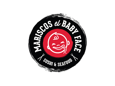 Mariscos El Baby Face branding emblem icon illustration logo mark seafood sushi