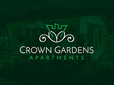 Crown Gardens Apartments Logo apartment crown floral garden leaf logo real estate