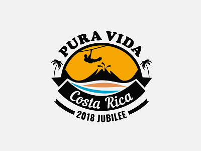 Pura Vida Costa Rica Logo adventure beach emblem outdoor travel vacation