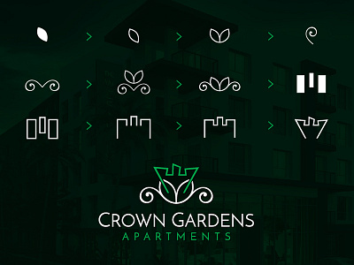 Crown Gardens Apartments (Brand Identity) apartments brand identity design branding clean creative garden logo minimalist print design real estate simple stationary design