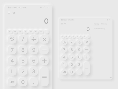 Neumorphic Standard Calculator app app redesign app ui application calculator dailyui dailyui004 dailyuichallenge design minimalist neumorph neumorphic neumorphic design newbie designer ui web app web app design web app ui