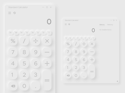 Neumorphic Standard Calculator app app redesign app ui application calculator dailyui dailyui004 dailyuichallenge design minimalist neumorph neumorphic neumorphic design newbie designer ui web app web app design web app ui