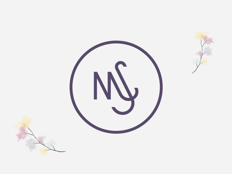 Marina & Sebastian flower branding concept wedding logo m. s circle modern geometric simple monogram