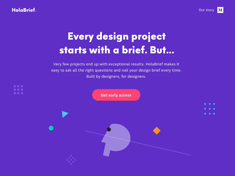 HolaBrief - Homepage animation after effects animation brand strategy branding briefing design icons online tool process ux ui