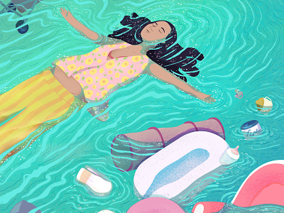 Detail of Postpartum anxiety floating illustration illustrator mother motherhood numb photoshop postpartum water