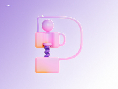 Letter P 36daysoftype 3d gradient graphic design illustration letterp letters p redshift typedesign
