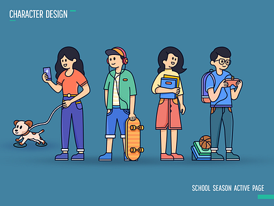 school season active page animation banner design icon illustration poster web web design