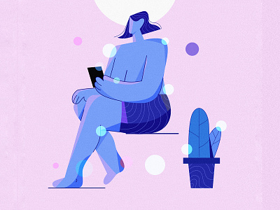 Phone lady art artist artwork drawing dribbble girl illustration illustrator plant vector