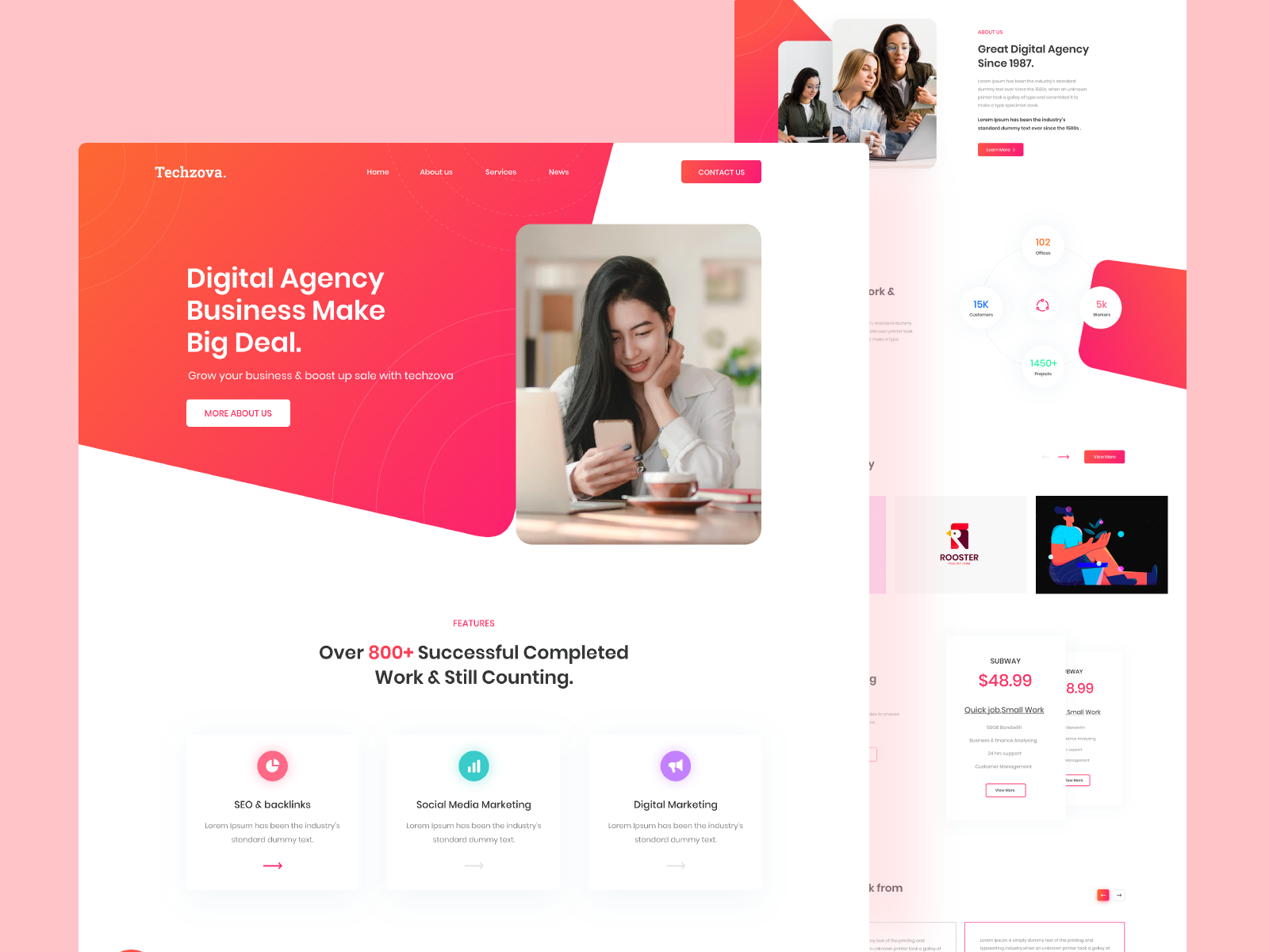 Digital Agency landing page by Susmi_Sunil on Dribbble