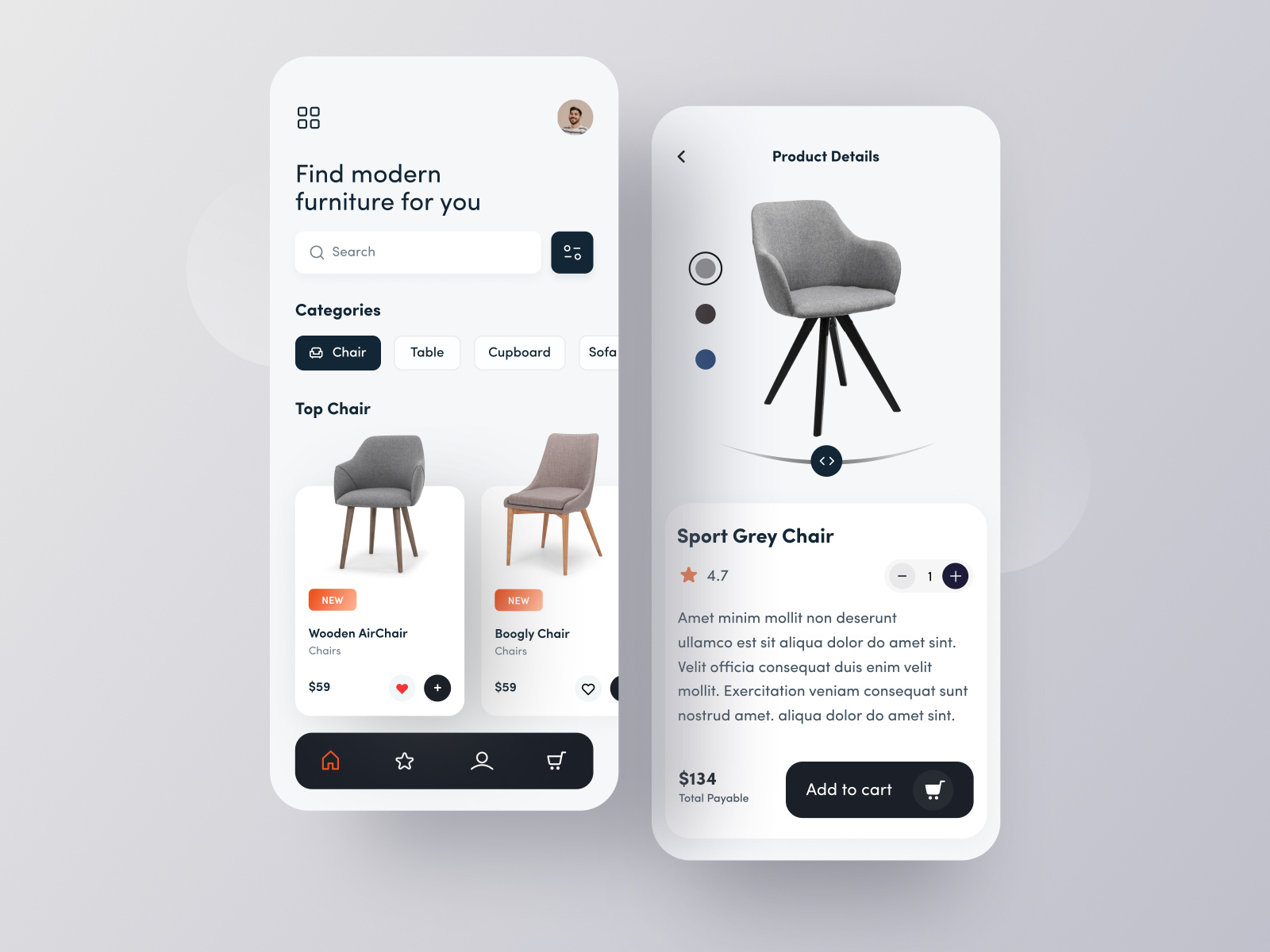 Furniture Application by Susmi_Sunil on Dribbble
