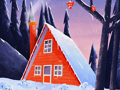 The winter home art behance christmas design drawing dribbble home illustration illustrator newyear santa snow snowfall ui winter