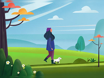 MORNING WALK art behance design drawing dribbble girl illustration illustrator