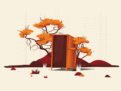 Toilet in Local South Africa 2d art design illustration landscape orange texture