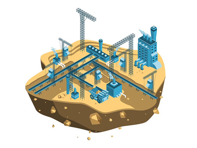 Q Mine design illustration. isometric illustration landscape