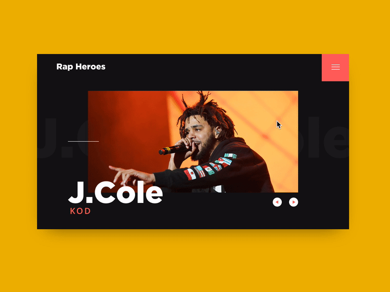 Rap Heroes Interaction Concept – Made with InVision Studio animation hiphop interaction invision rap studio ui ux web
