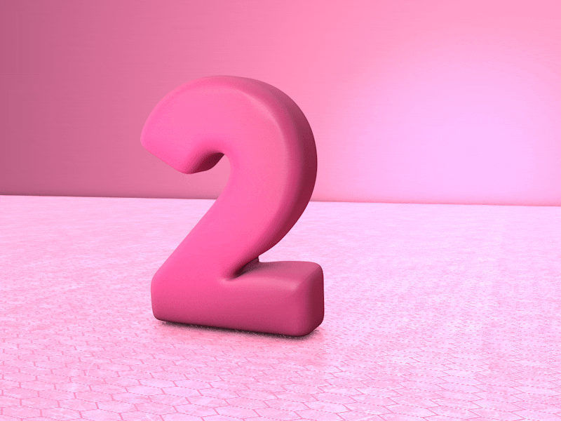 2x Dribbble Invites 2 3d animation c4d dribbble interaction invitation invite number pink