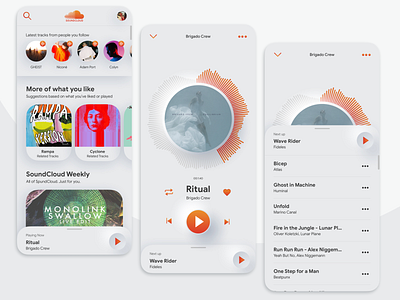 Neumorphism - Soundcloud pt.1 app design music app neumorphic neumorphism ui