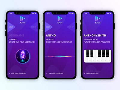 Music App - Piano Login UI/UX Concept app login login screen music music app piano piano app record sing tunes voice