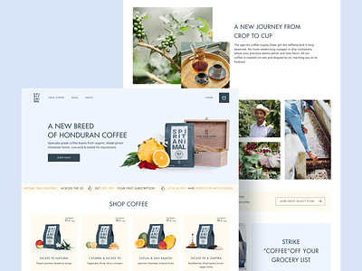 Spirit Animal Coffee coffee design ecommerce home page landing product card reviews sale shop store ui