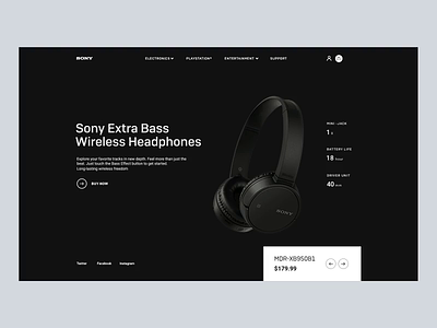 Sony headphones animation banner black design ecommerce headphones sony white