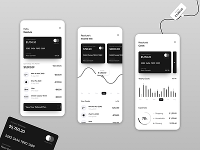 Black & White Finance App Concept adobexd app black white budget budget app finance finance app minimal modern money money app monochrome ui ui design uidesign uiux ux uxui wallet wallet ui