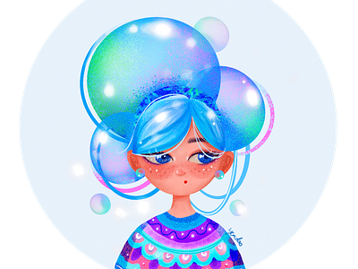Bubble Girl bubble character colorful cute digital art girl illustration ipadpro procreate yendao