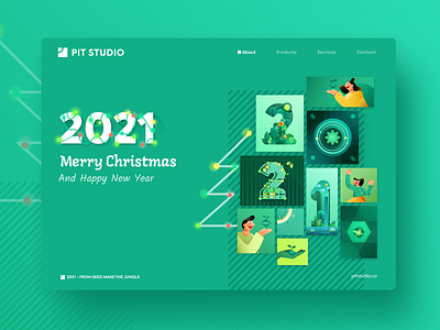 2021 Merry Christmas & Happy New Year 2021 christmas design forest green illustration jungle new year pitstudio seed ui uxui website yendao