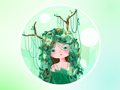 Forest girl cute forest girl green illustration tree yendao