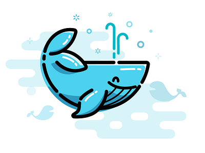 Blue Whale blue hangout happy illustration mbestyle smile stroke whale