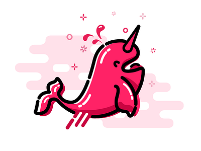 Pink Sea Unicorn animal hangout happy illustration mbestyle pink sea seaunicorn smile stroke unicorn