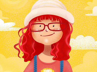 Portrait ball character circle cloudy debut happy portrait redhair summer yellow