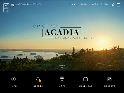 Daily UI #003 - Landing Page 003 acadia daily ui icon landing landing page national park nps typography