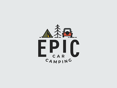 Epic Car Camping Logo & Branding branding illustration line drawing logo typography