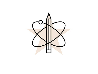 Graphic design atom scheme electron flat line icon line logo design neutron pencil pentagram proton set icons star logo top liner